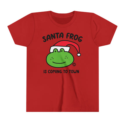 Santa Frog Is Coming to Town Kids Short Sleeve Tee