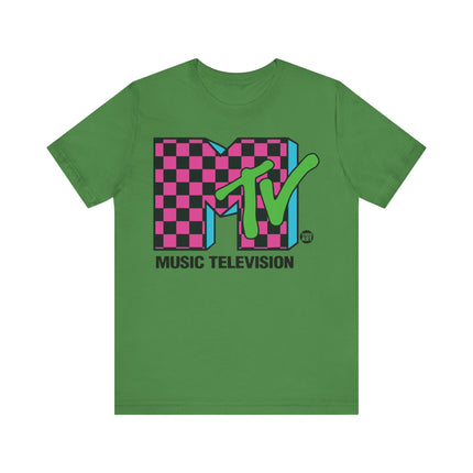 MTV Pink Checkered Graphic Tee, MTV 80s Logo Tshirt