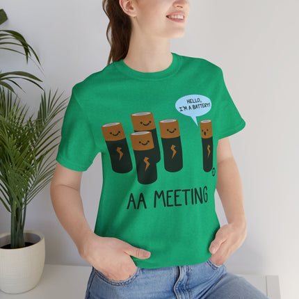 AA Meeting Battery Pun Short Sleeve Tee