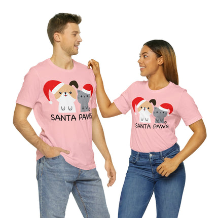 Santa Paws Dog and Cat Christmas Unisex Tee