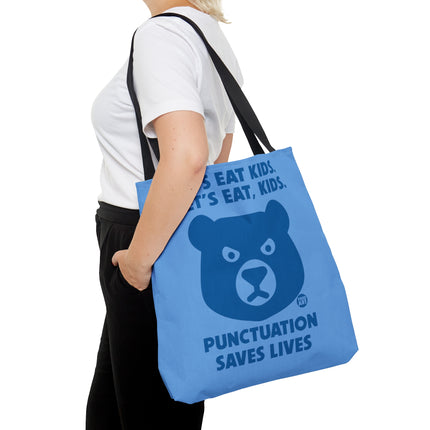 Let's Eat Kids Punctuation Matters Bear Tote Bag