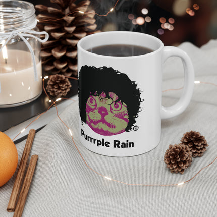 Purrrple Rain Cat Ceramic Mug