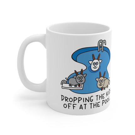 dropping kids pool Ceramic Mug