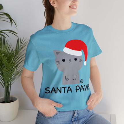 Santa Paws Cat Christmas Unisex Tee