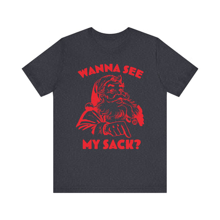 Funny "WANNA SEE MY SACK" Santa Tee Shirt