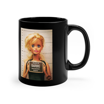 Barbie Mugshot Black Mug