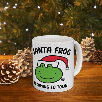 Santa Frog Is Coming to Town Christmas Ceramic Mug