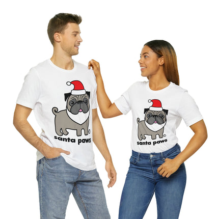 Santa Paws Pug Christmas Unisex Tee