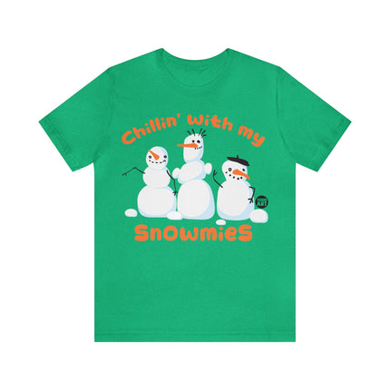 Chillin With My Snowmies Snowman Christmas Unisex Tee