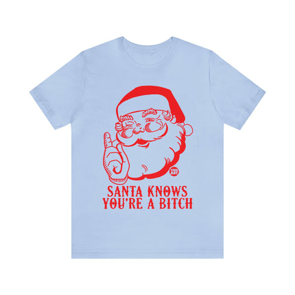 Santa Knows You're a Bitch Xmas Unisex Tee