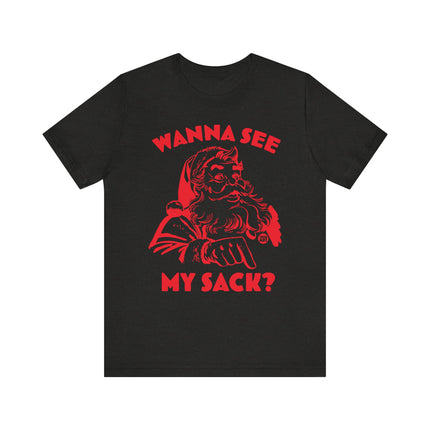 Funny "WANNA SEE MY SACK" Santa Tee Shirt