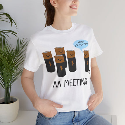 AA Meeting Battery Pun Short Sleeve Tee