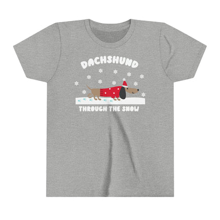 Dachshund Through The Snow Kids Short Sleeve Tee