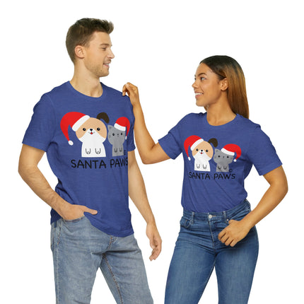 Santa Paws Dog and Cat Christmas Unisex Tee