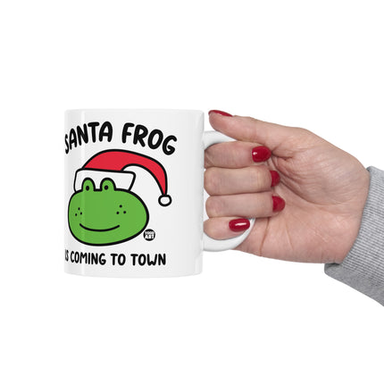 Santa Frog Is Coming to Town Christmas Ceramic Mug