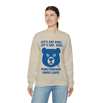 Let's Eat Kids Punctuation Matters Bear Crewneck Sweatshirt