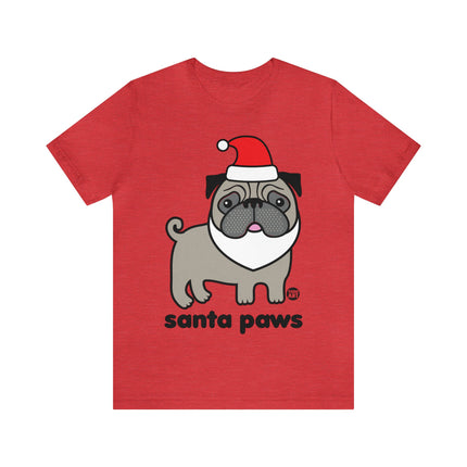 Santa Paws Pug Christmas Unisex Tee