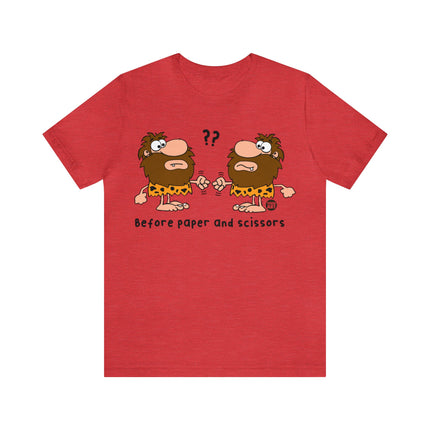 Caveman Rock Paper Scissors Unisex Tee