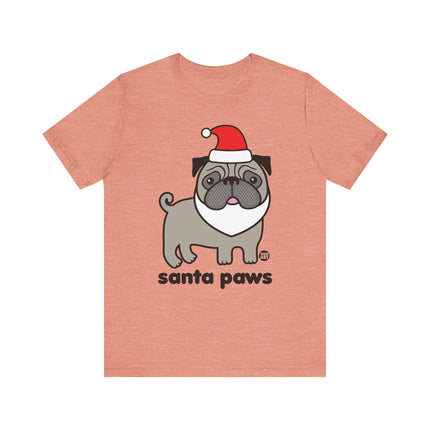 Cute "SANTA PAWS" Pug Tee Shirt