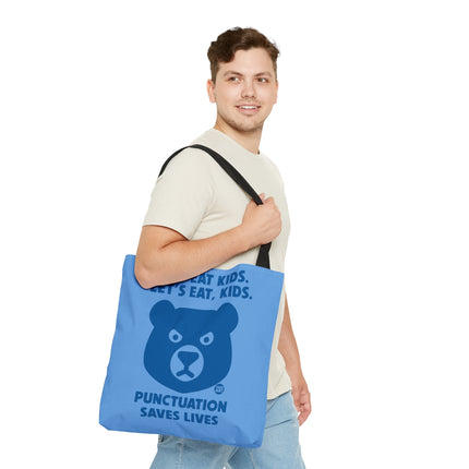 Let's Eat Kids Punctuation Matters Bear Tote Bag