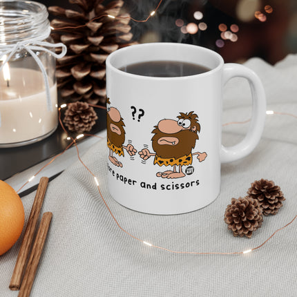 Caveman Rock paper Scissors Ceramic Mug
