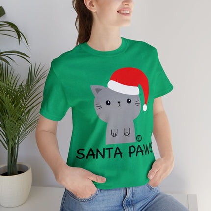 Santa Paws Cat Christmas Unisex Tee