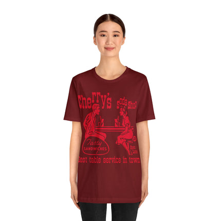 Retro Cherry's Soda Shop Unisex Short Sleeve Tee