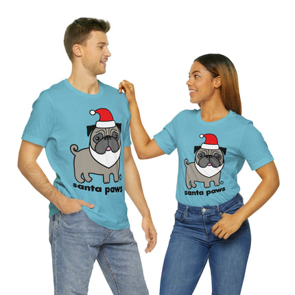 Santa Paws Pug Christmas Unisex Tee