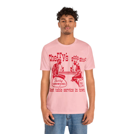 Retro Cherry's Soda Shop Unisex Short Sleeve Tee