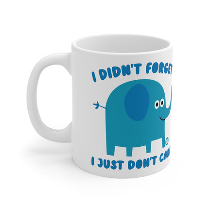 Don't Care Elephant Ceramic Mug