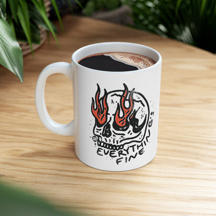 Everything's Fine Skull Ceramic Coffee Mug