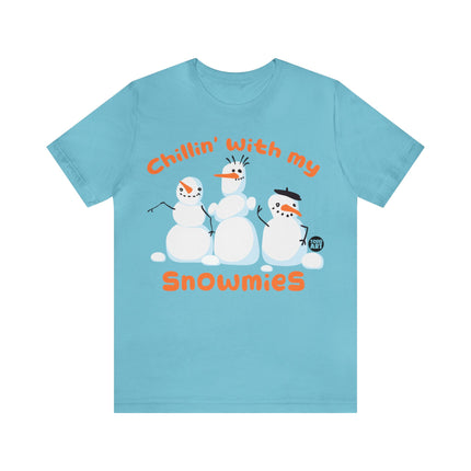 Chillin With My Snowmies Snowman Christmas Unisex Tee