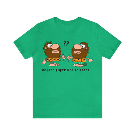 Caveman Rock Paper Scissors Unisex Tee