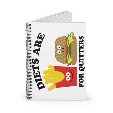 Diets Are For Quitters Burger and Fries Spiral Notebook - Ruled Line