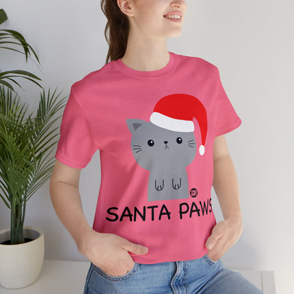 Santa Paws Cat Christmas Unisex Tee