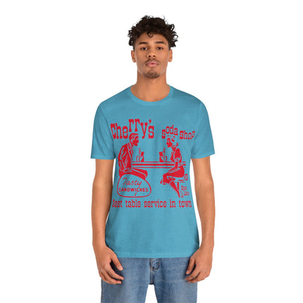 Retro Cherry's Soda Shop Unisex Short Sleeve Tee