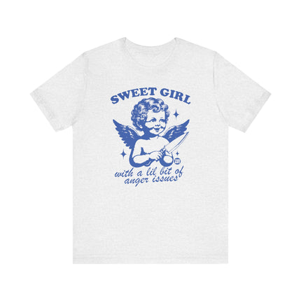 Sweet Girl With Anger Issues Angel Tee, Funny Anger Issues Angel Tshirt