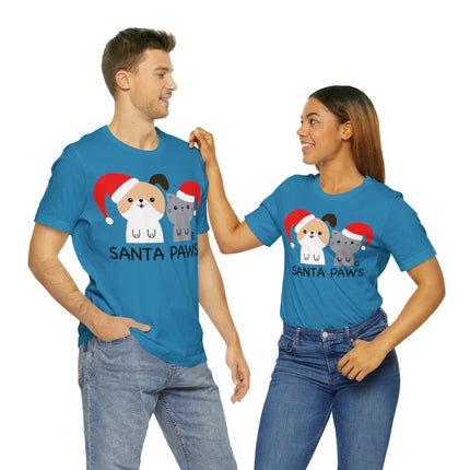 Santa Paws Dog and Cat Christmas Unisex Tee