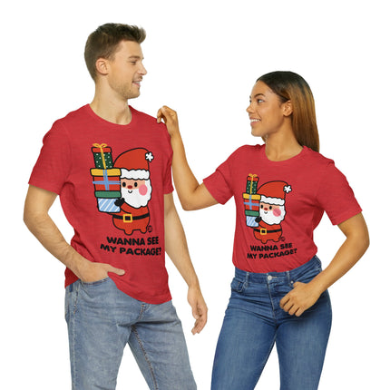 Wanna See My Package Cute Santa Xmas Unisex Tee