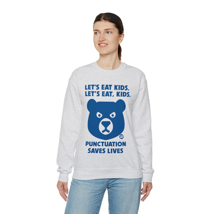 Let's Eat Kids Punctuation Matters Bear Crewneck Sweatshirt