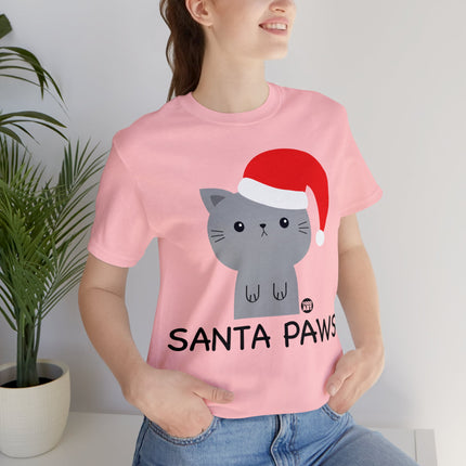 Santa Paws Cat Christmas Unisex Tee