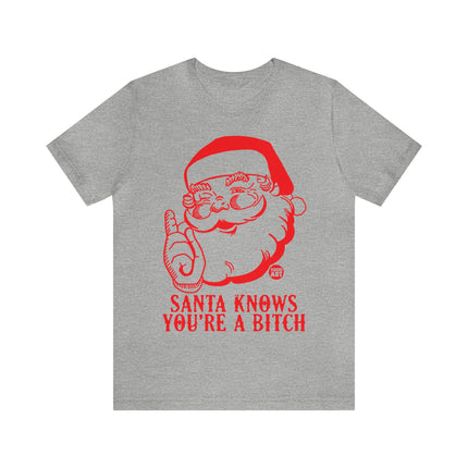 Santa Knows You're a Bitch Xmas Unisex Tee