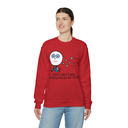 Boys Are Stupid Throw Rocks At Them Crewneck Sweatshirt