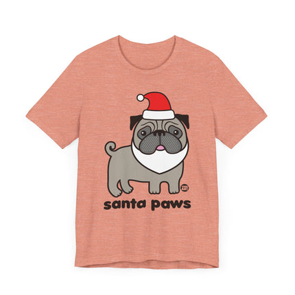 Cute "SANTA PAWS" Pug Tee Shirt