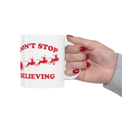 Don't Stop Believing Santa Sleigh Christmas Ceramic Mug