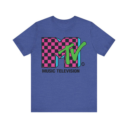 MTV Pink Checkered Graphic Tee, MTV 80s Logo Tshirt