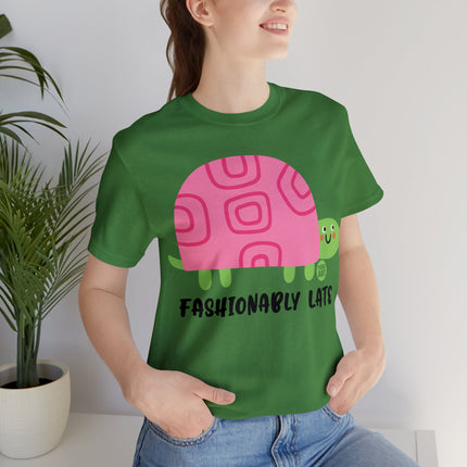 Fashionably Late Turtle Unisex Short Sleeve Tee