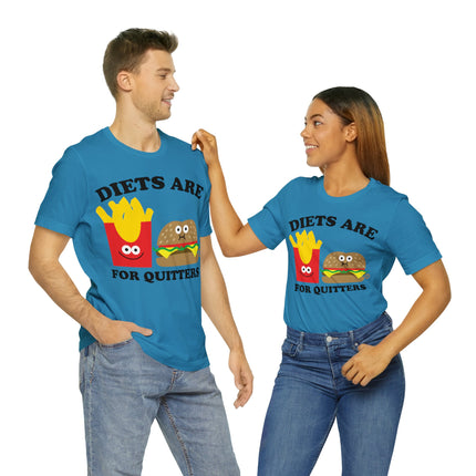 Diets Are For Quitters Burger and Fries Unisex Short Sleeve Tee