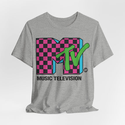 MTV Pink Checkered Graphic Tee, MTV 80s Logo Tshirt