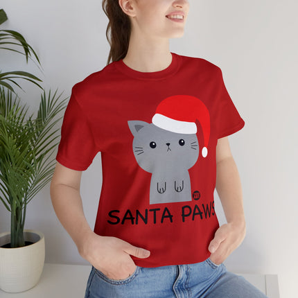 Santa Paws Cat Christmas Unisex Tee